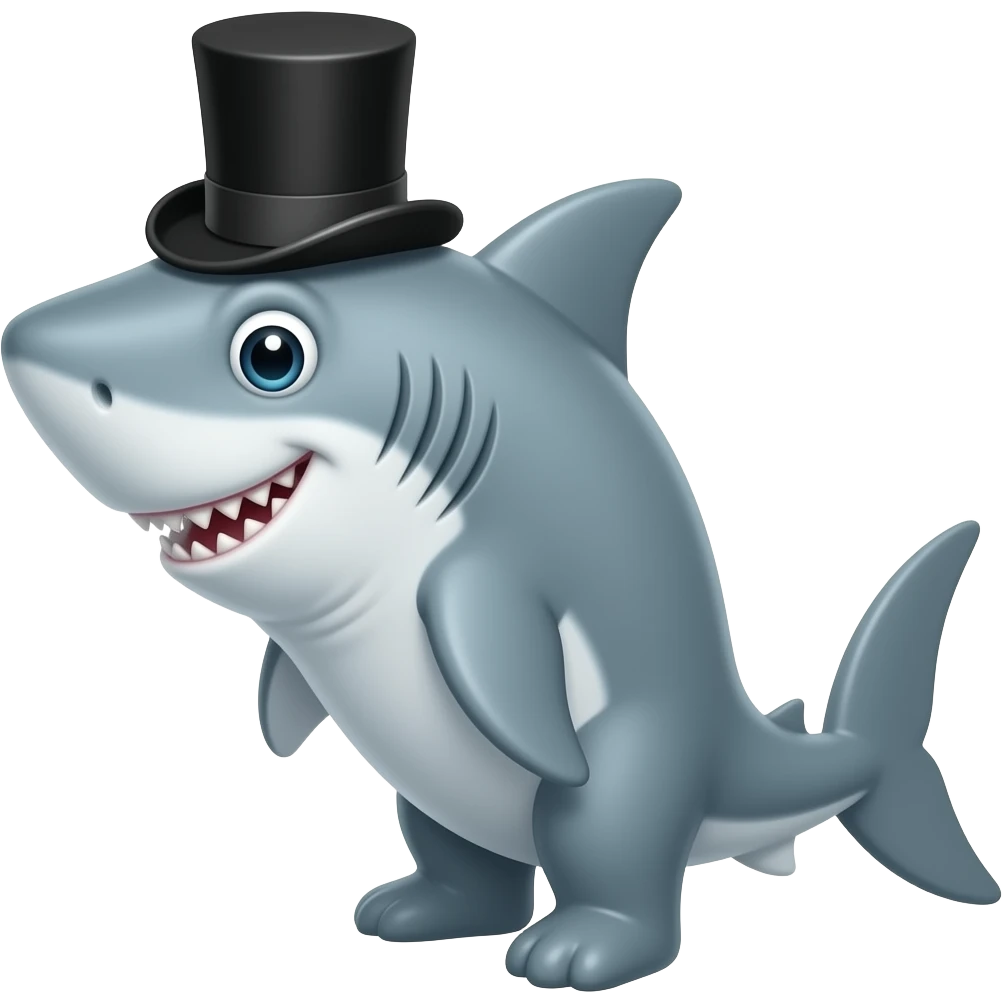 Shark with a top hat emoji