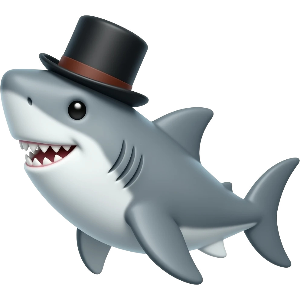 Shark with a top hat emoji