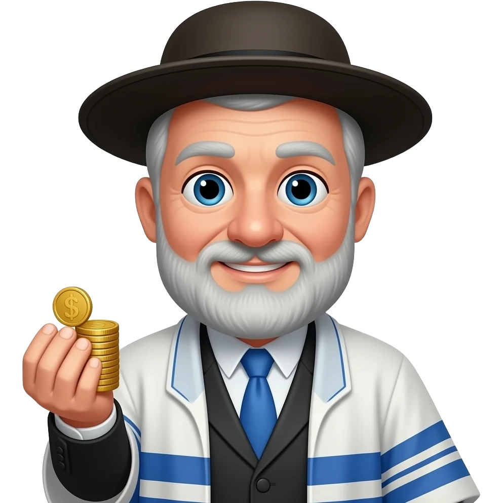 jewish man with big nose like protruding away from his face holding coins emoji