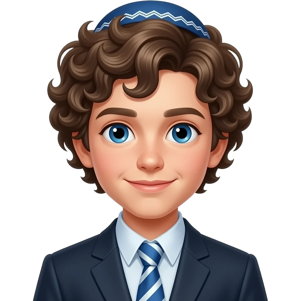 Curly hair white Jewish boy with yamaka emoji