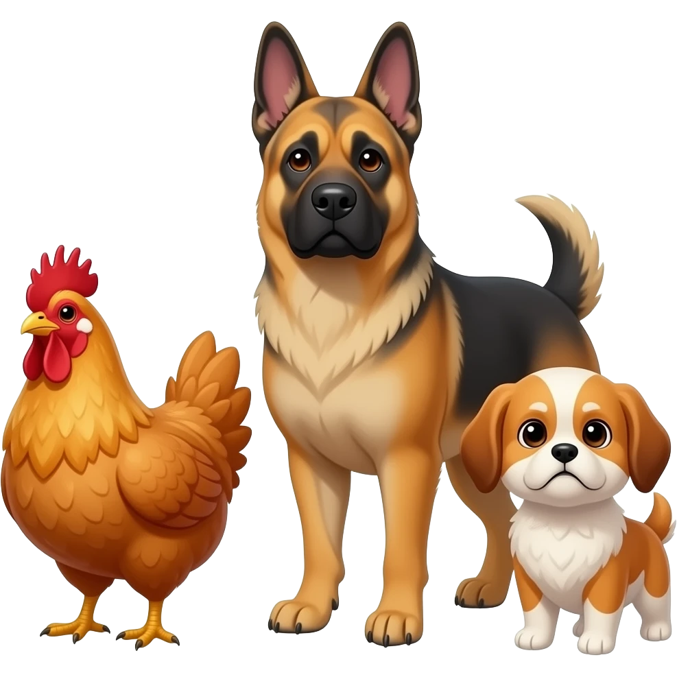 Pattu the Chicken Chuttu the gsd kuttu the chow tzu dog emoji