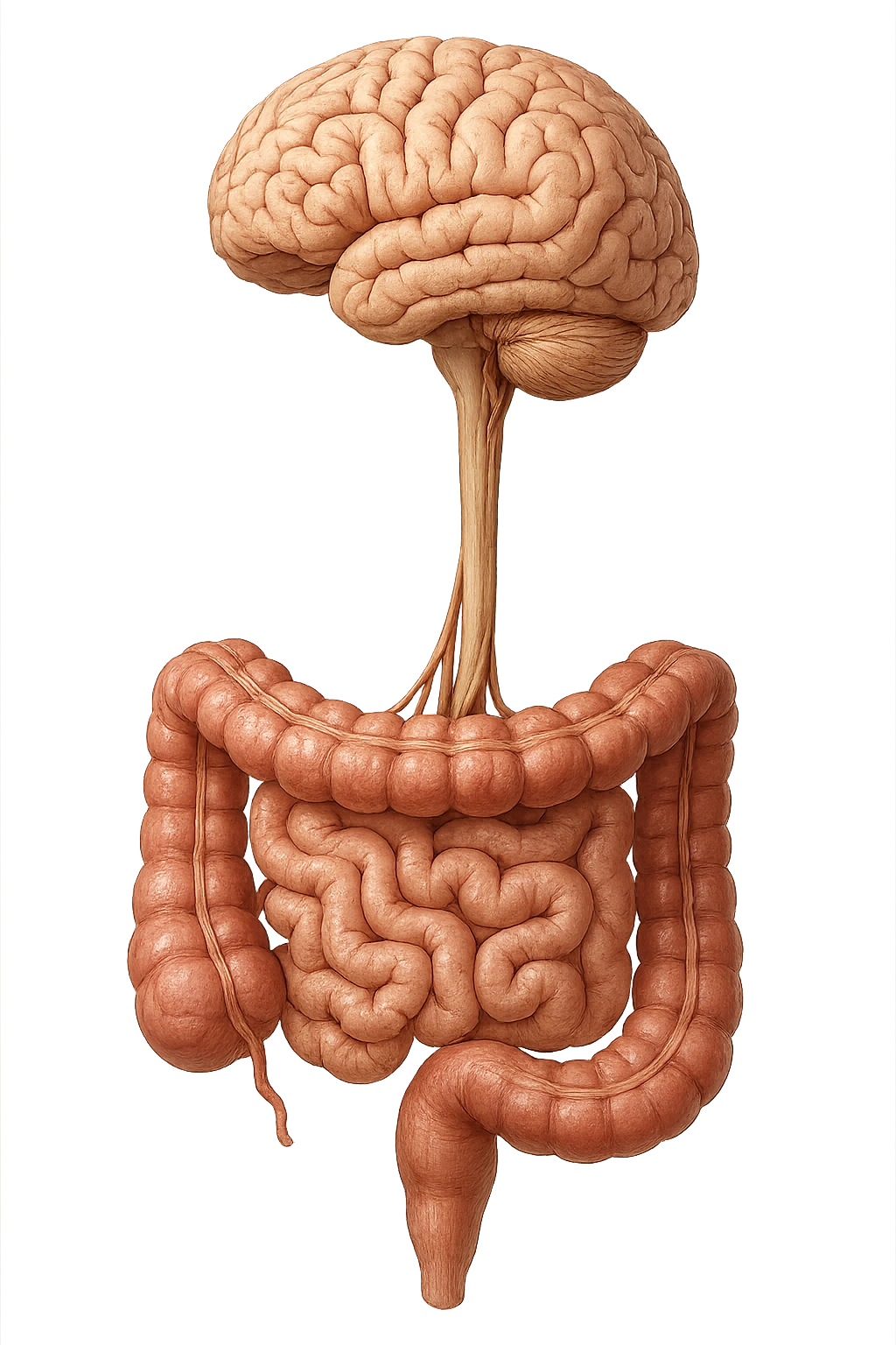 intestino e cervello sono collegati verticalmente, iperrealistico 4k emoji