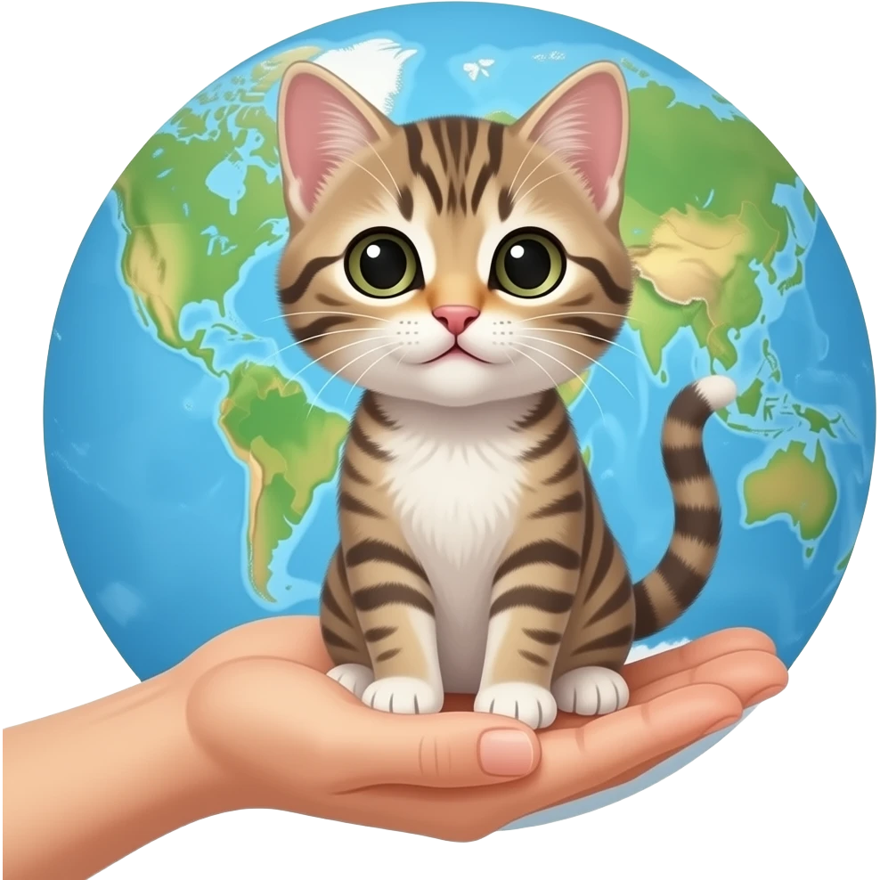 Faz o gatinho na minha mão mas do mundo emoji