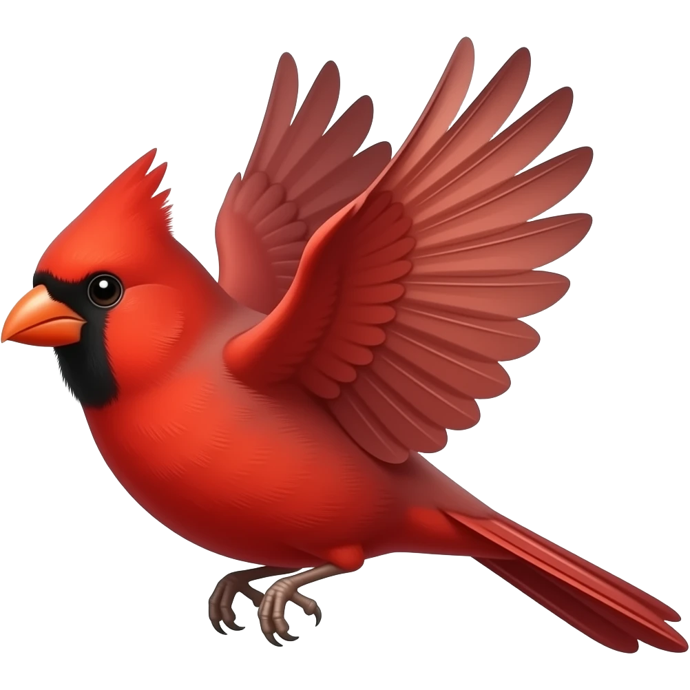 Stoic cardinal bird flying emoji