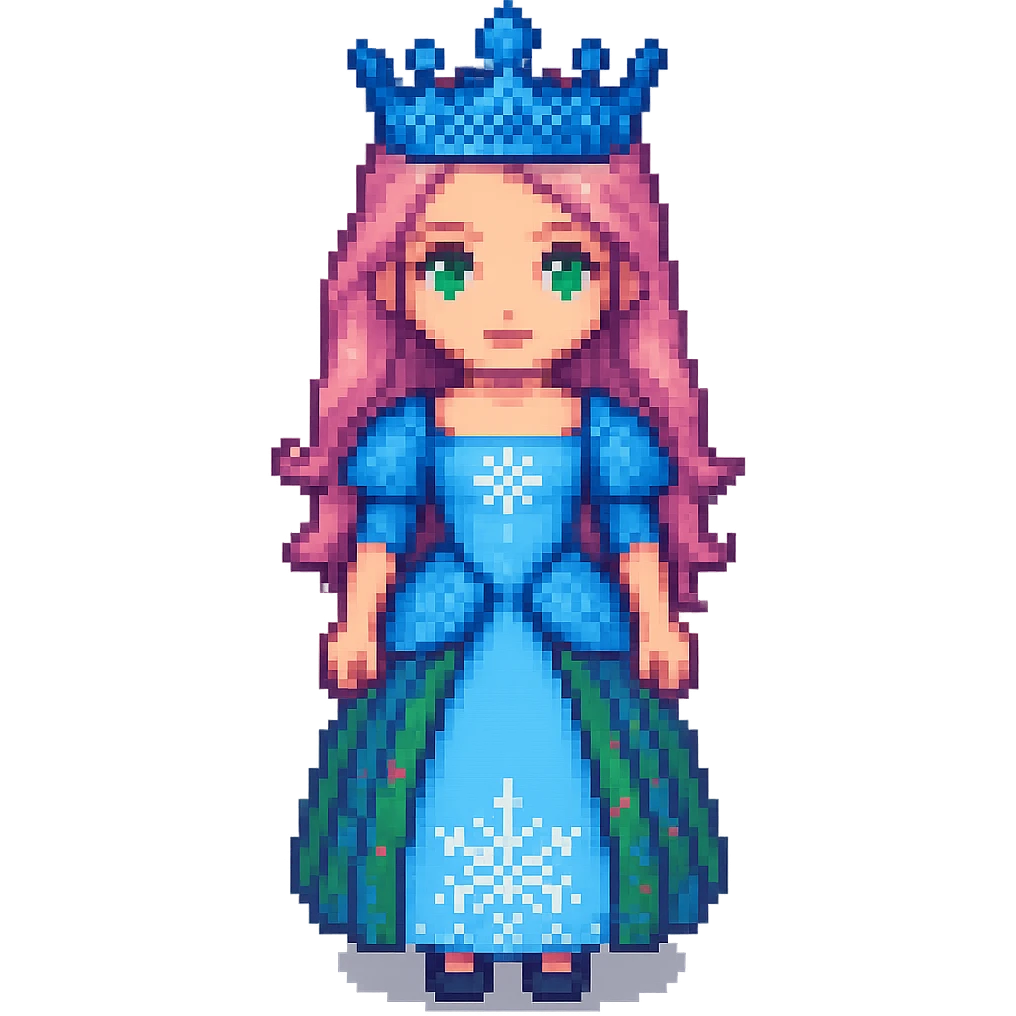 Add a crown to the princess, keep the style consistent with the original image, and maintain a transparent background. emoji