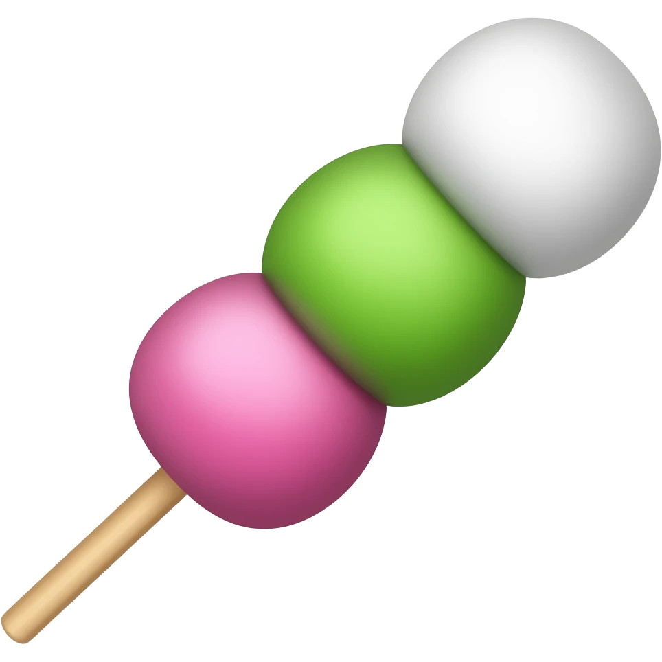 White green and pink in one stick Dango 3 color emoji