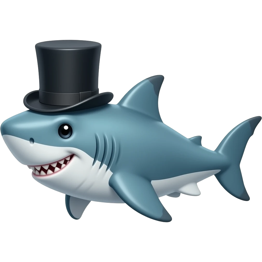 Shark with a top hat emoji