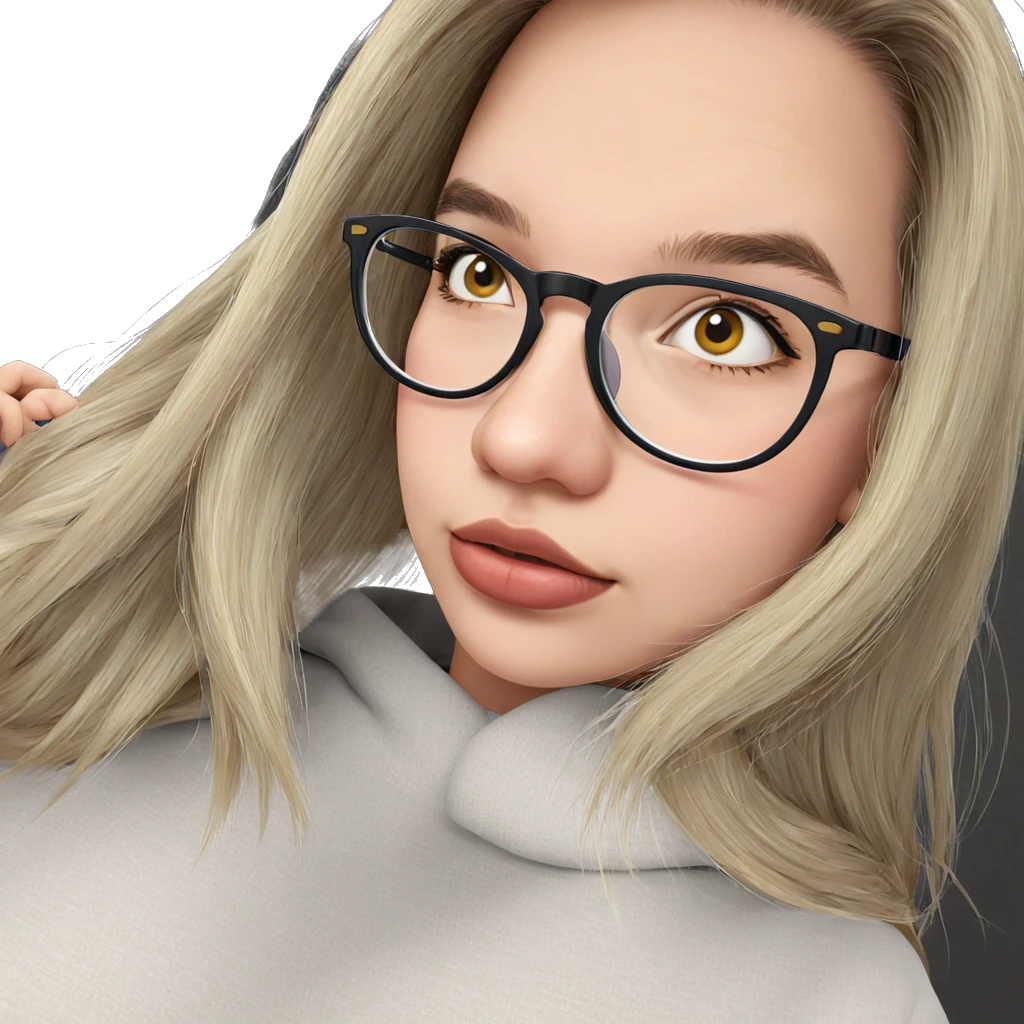 blonde girl in glasses sweater emoji