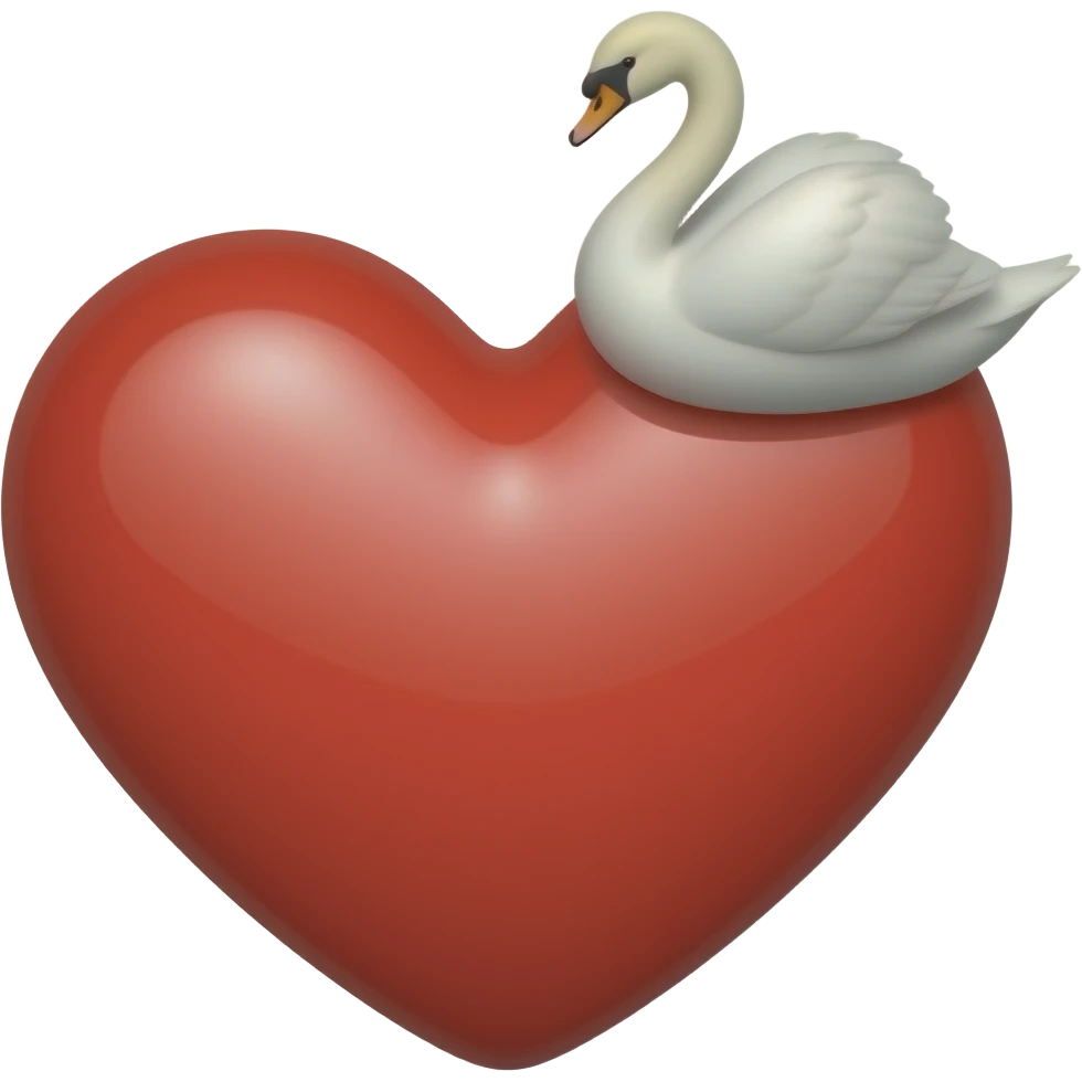 Üstünde kuğu olan kırmızı kalp emoji