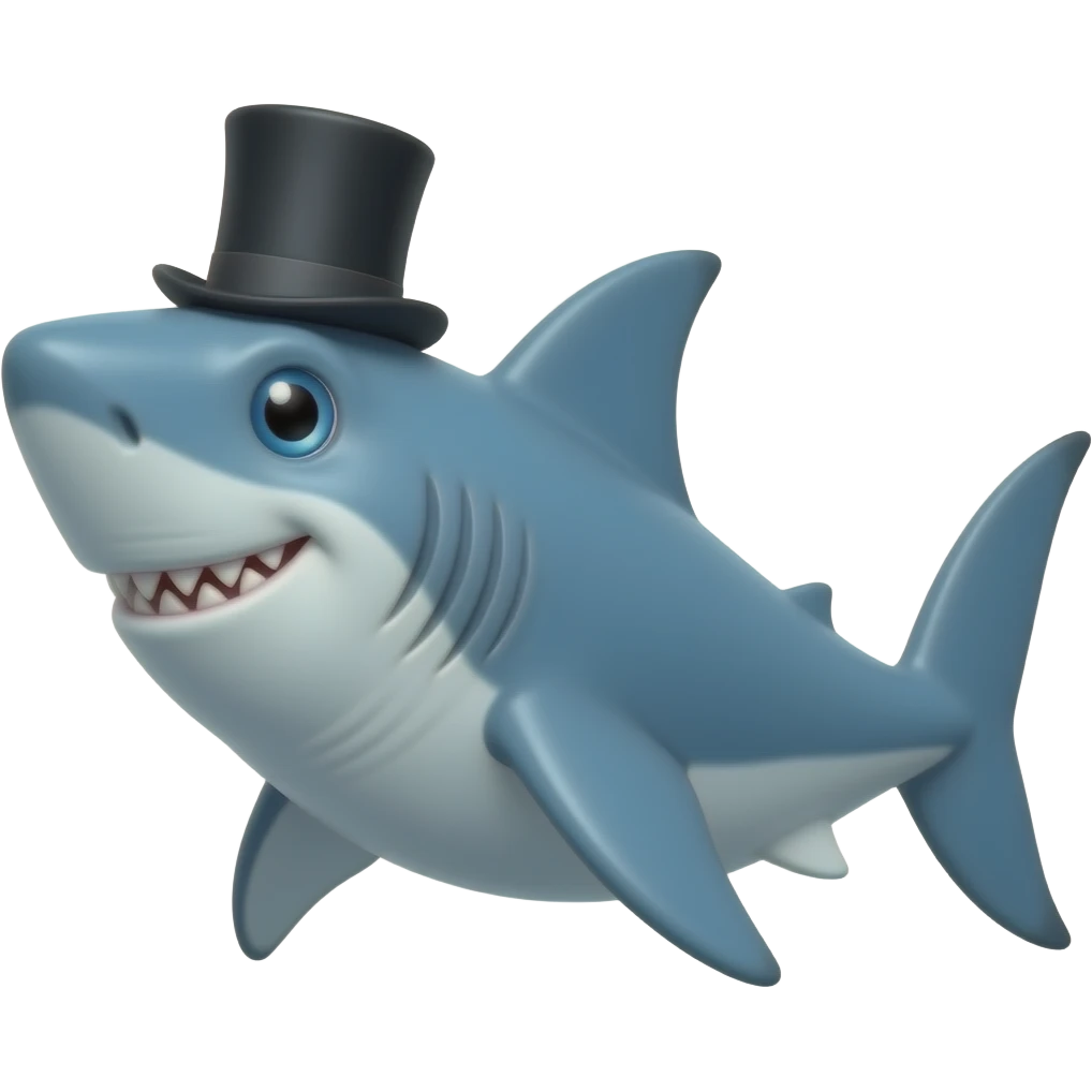 Shark with a top hat emoji