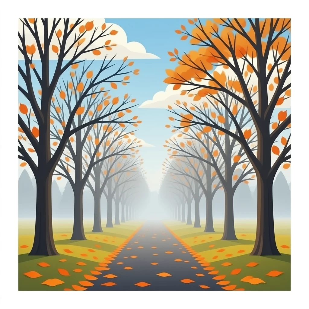 autumn and leafless trees landscape emoji