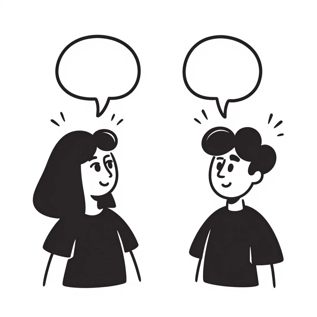 two genderless emojis having a discussion emoji
