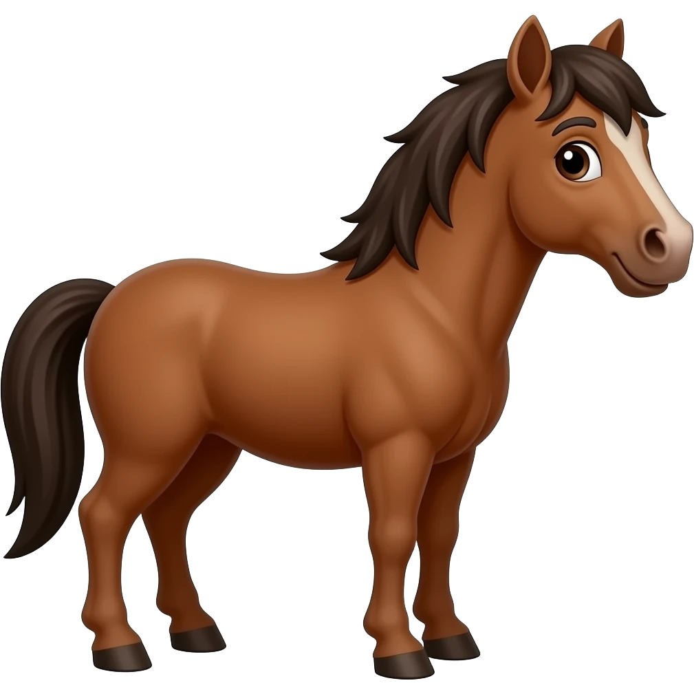 Cartoon 2d brown with drak brown haired bronco emoji