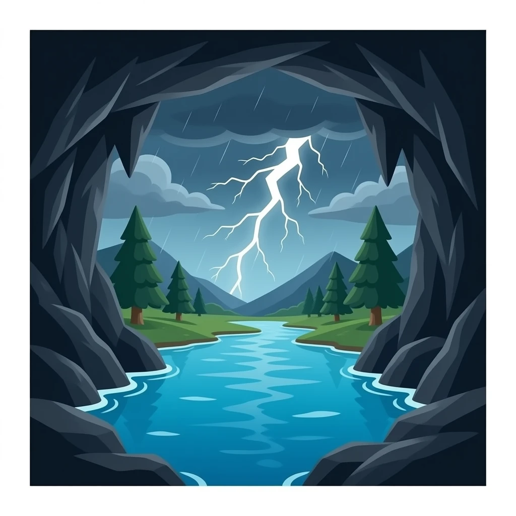 une grotte très sombre il ne doit pas y avoir de l'eau emoji