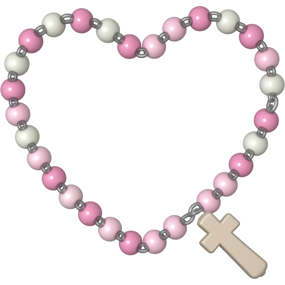 rosary light pink and white emoji
