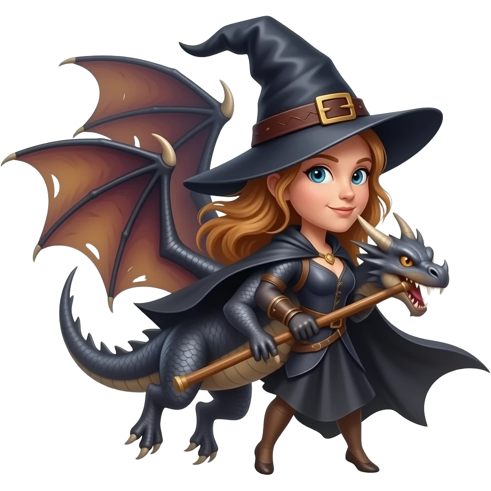 Witch with a flying dragon emoji