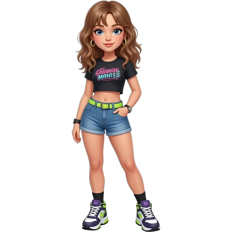 A girl wearing y2k emoji