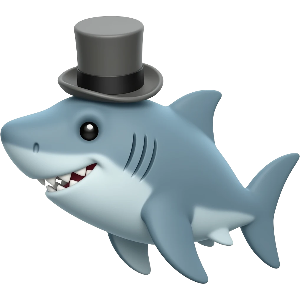 Shark with a top hat emoji