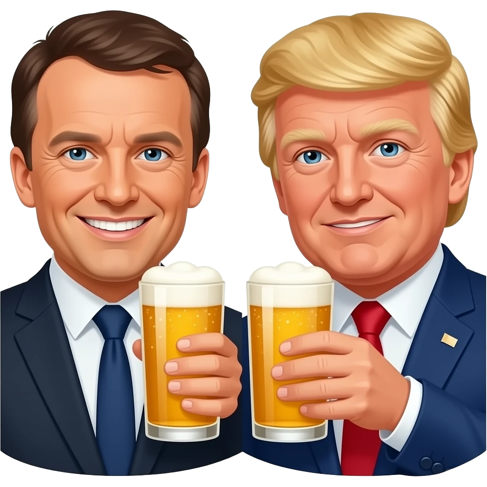 Emmanuel Macron drink beer with trump emoji