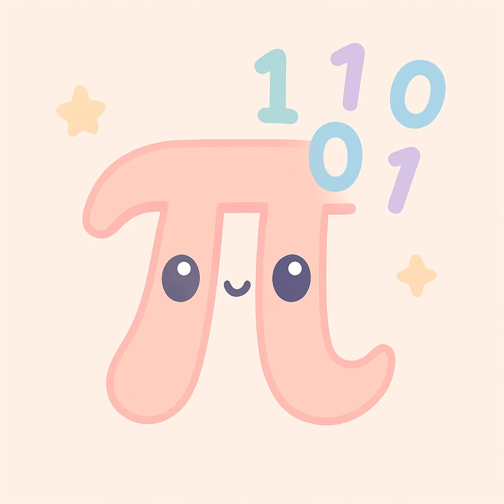  combine the π (pi) math symbol, binary code emerging from it. emoji