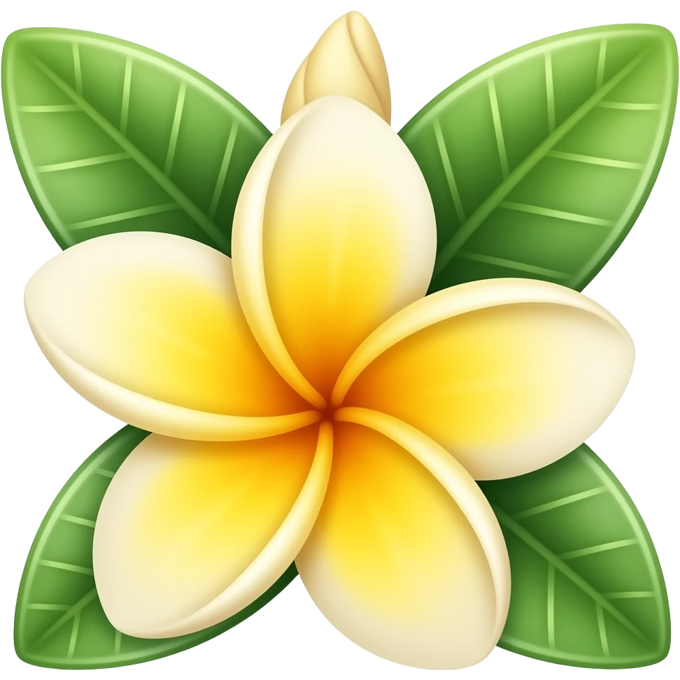 Frangipani flower with leaves emoji