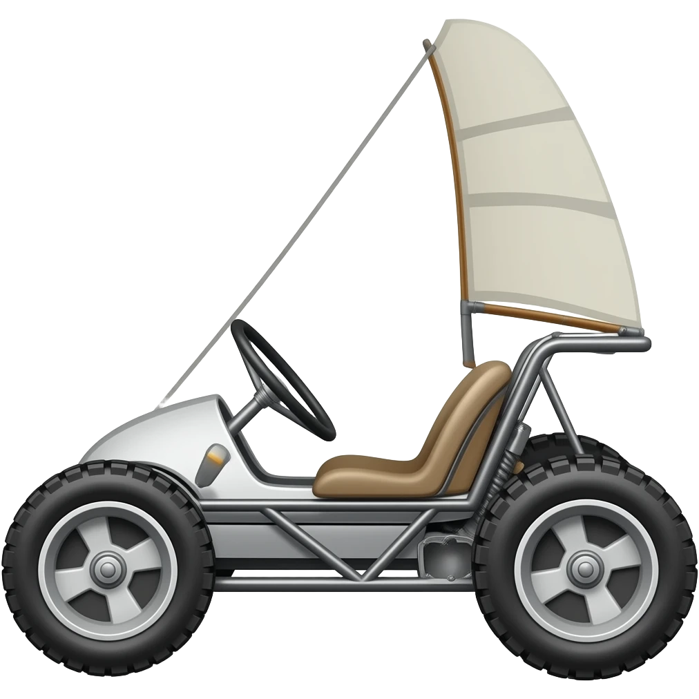char à voile trois roues une voile pas de volant emoji