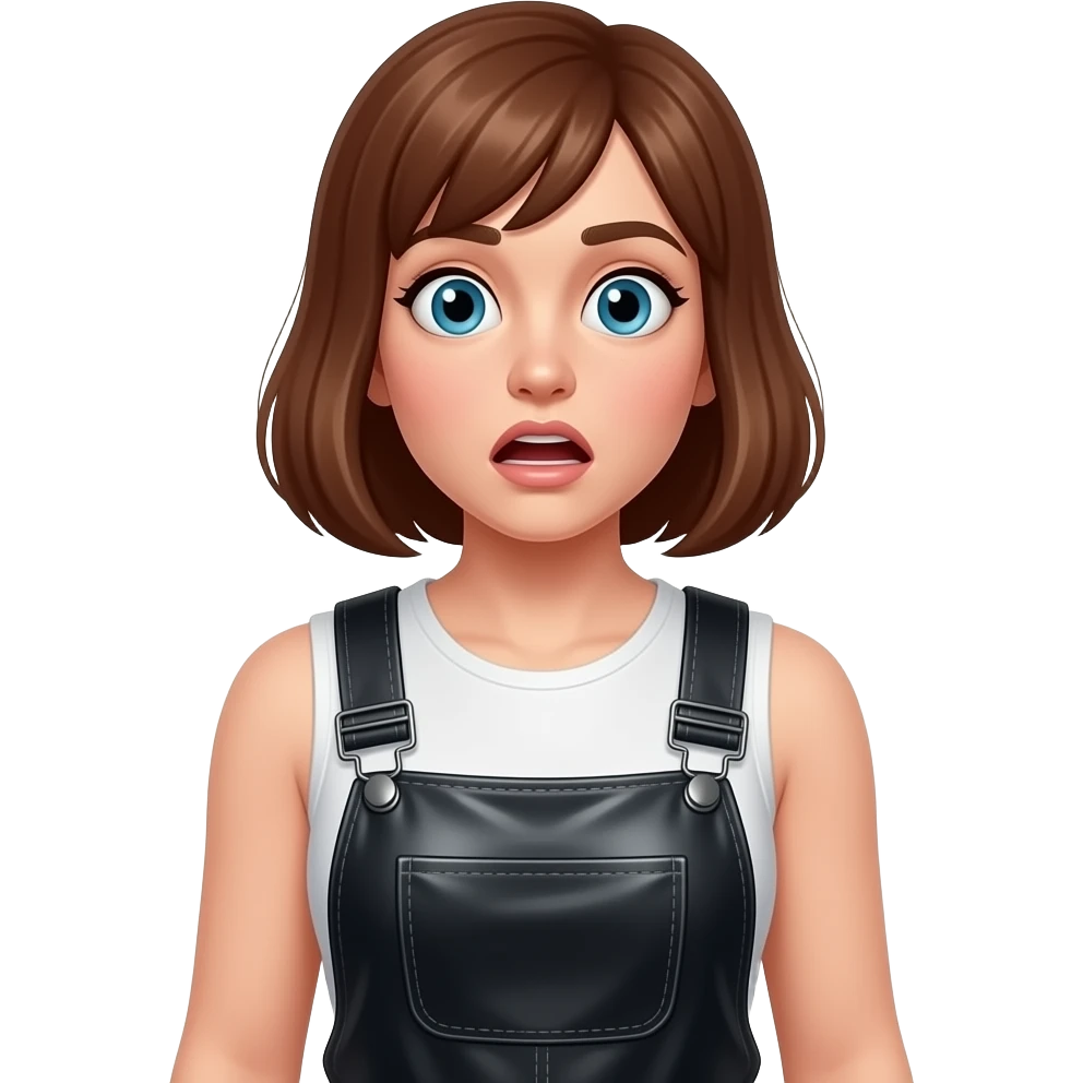 Latex Overalls Hanging Wedgie, shocked girl emoji