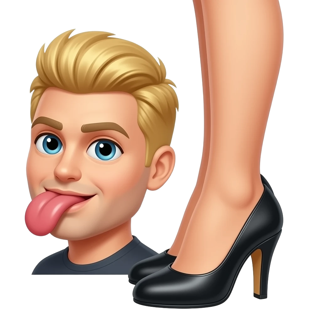 Blonde man licking heels emoji