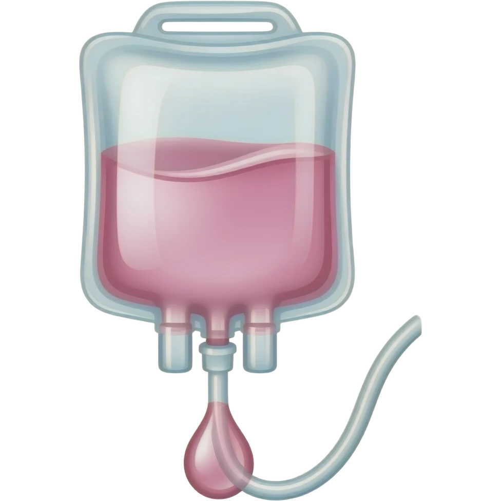 iv bag halfway full of pink liquid hooked up with line drip emoji