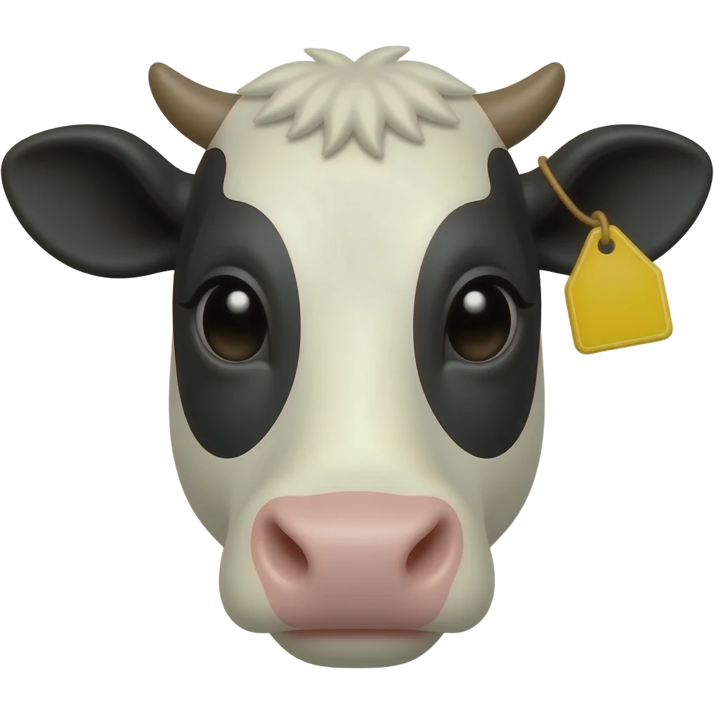 a cow head with a yellow tag in its ear emoji