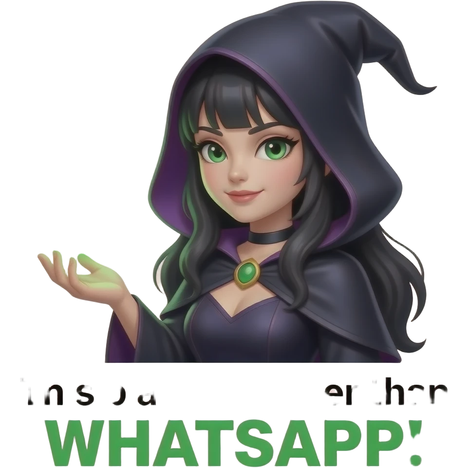 A dark sorcerer’s evil girl, hand holding a WhatsApp logo burning with green magical flames. Text below: 'This place is better than WHATSAPP!'. Cinematic lighting, clean background, high-contrast emoji emoji