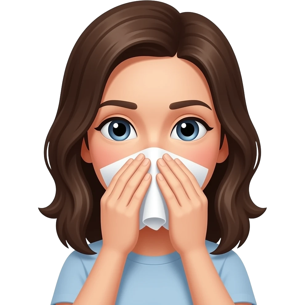 female blowing  nose emoji