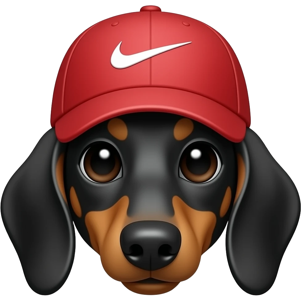 Cara de perro salchicha con gorra Nike roja emoji