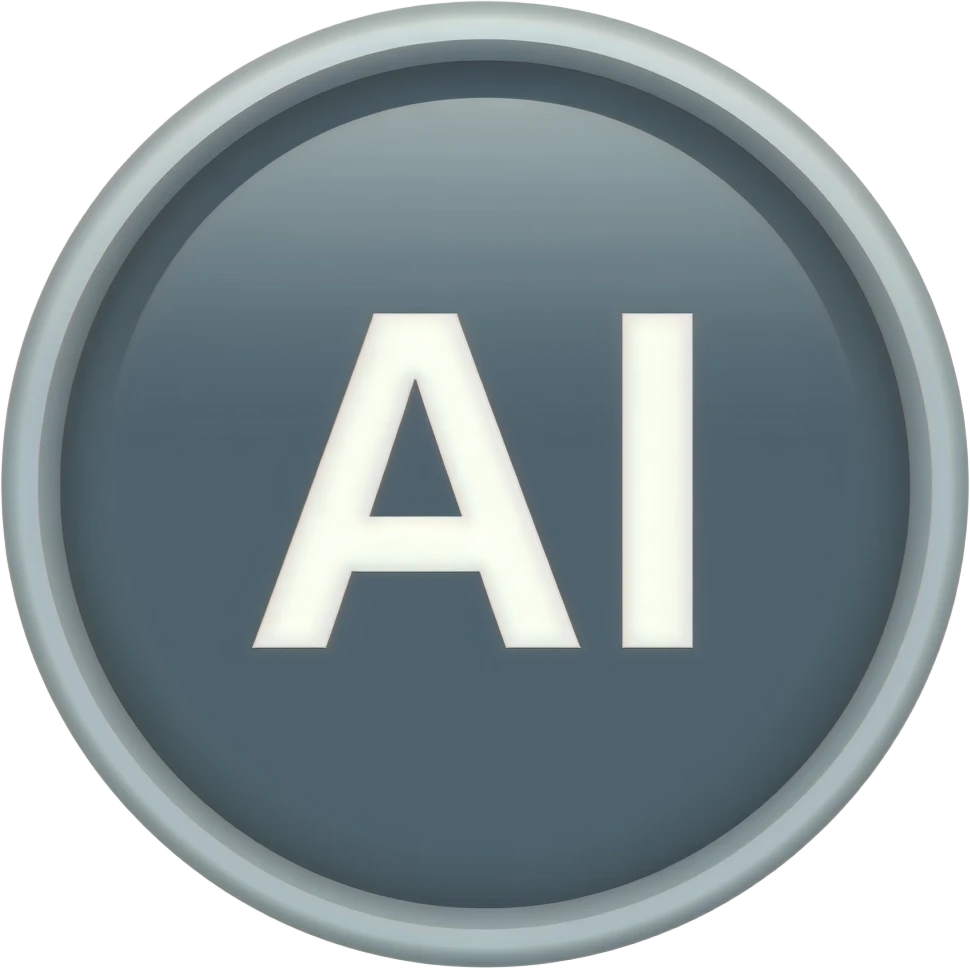AI in a circle that is the size of text and is by default a dark grey colour emoji