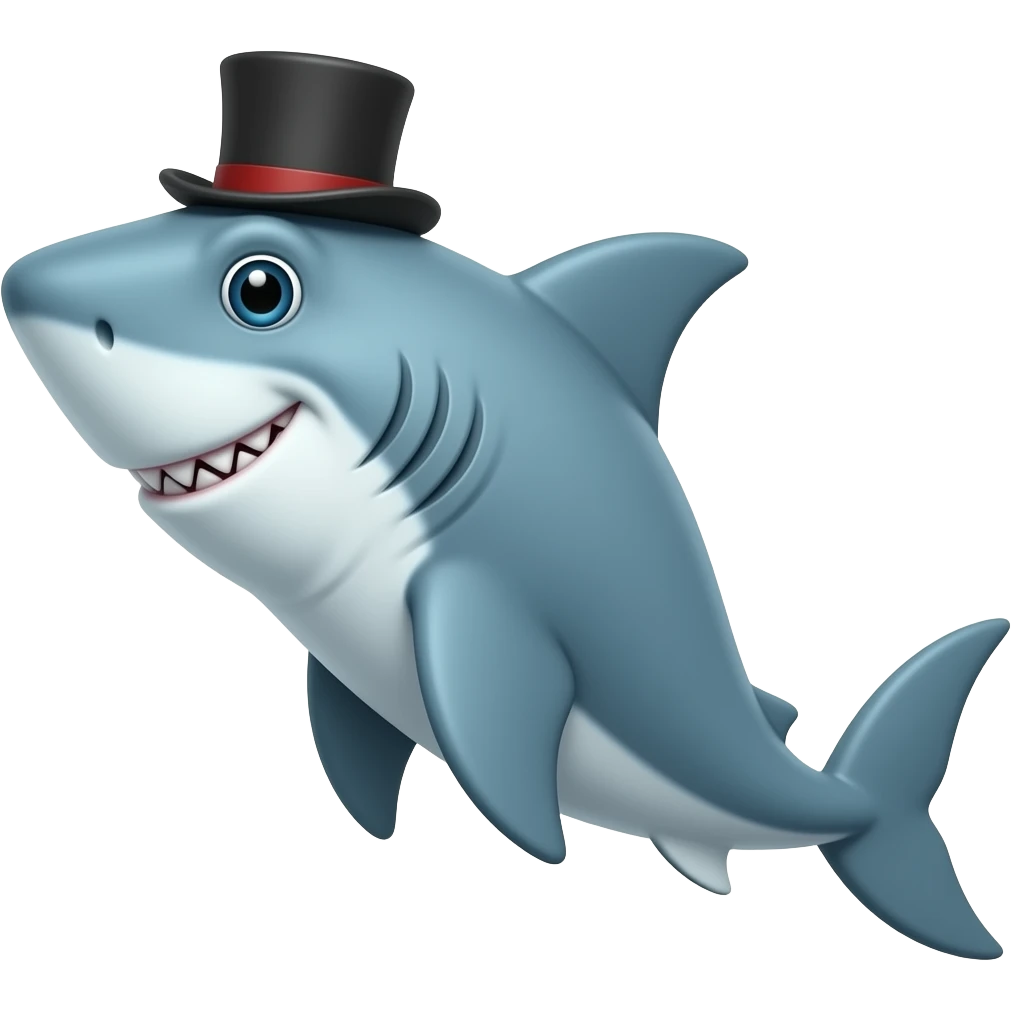 Shark with a top hat emoji