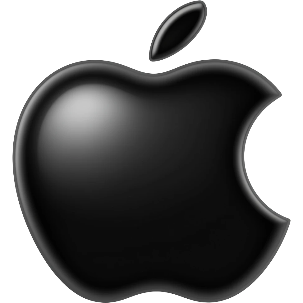 black apple logo, but the apple should be real, color of the apple is black emoji