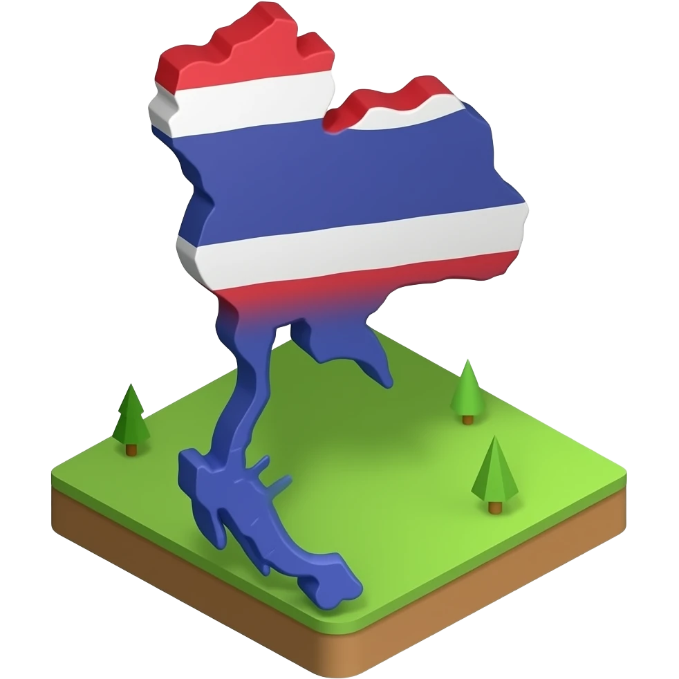 thailand 3d isometric miniature with thailand flag emoji
