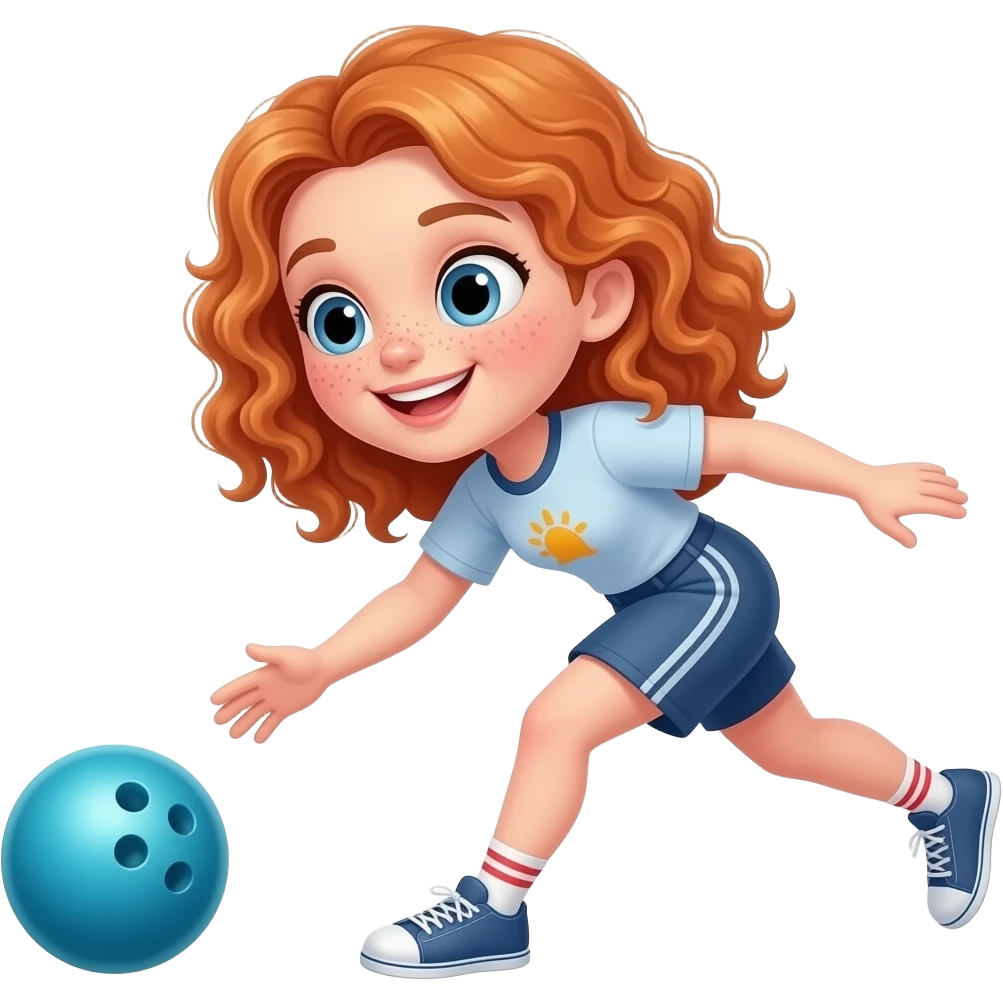 Fille rousse bouclés tâches de rousseur Bowling emoji