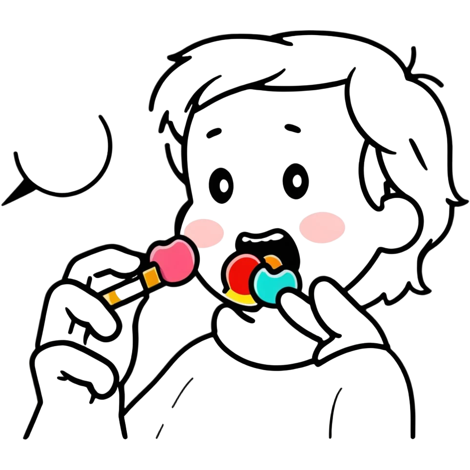 Opening your mouth to eat candy from someone’s hands emoji