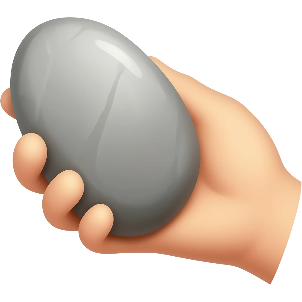 a hand holding a stone emoji