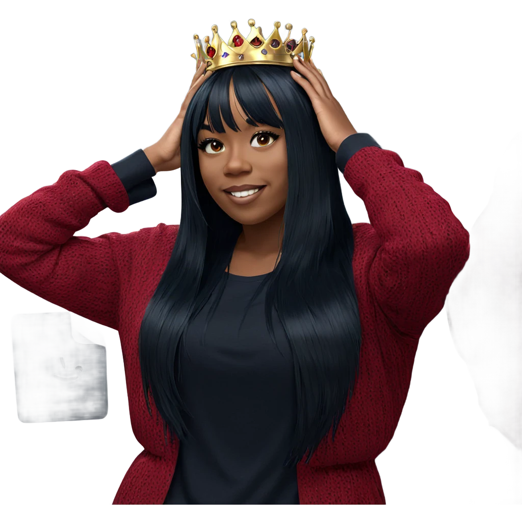 smiling girl with crown emoji