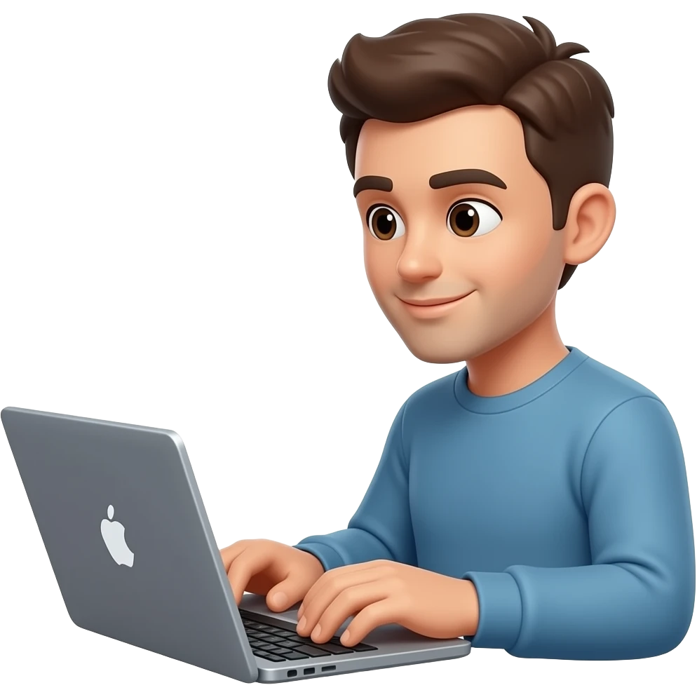 software engineer typing on a laptop, simple and clear emoji