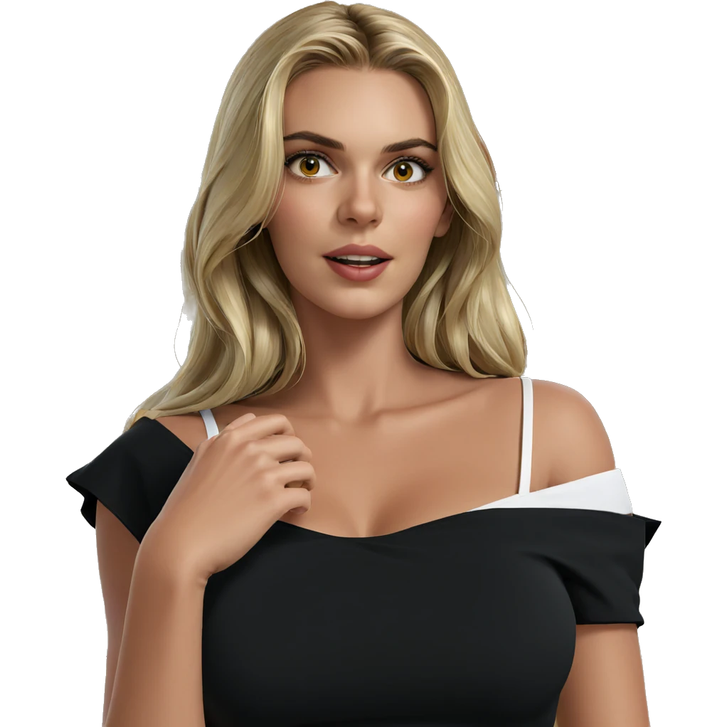 blonde girl looking at viewer emoji