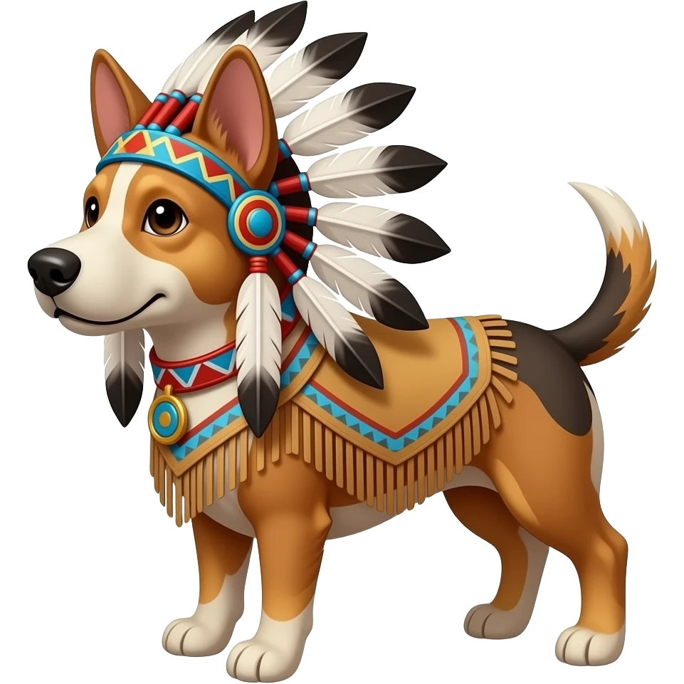 dog in native american regalia full body emoji