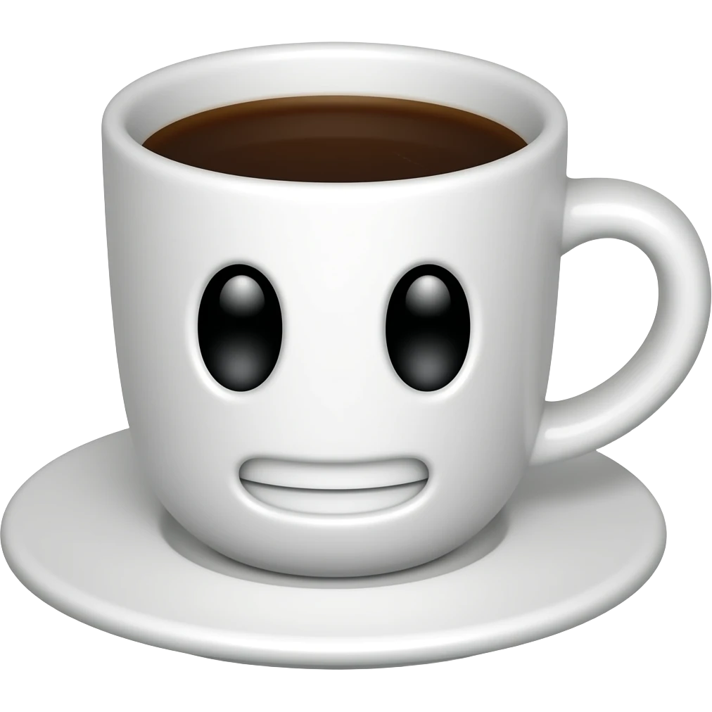 coffee cup animated whith eyes and mouth with normal expressions emoji