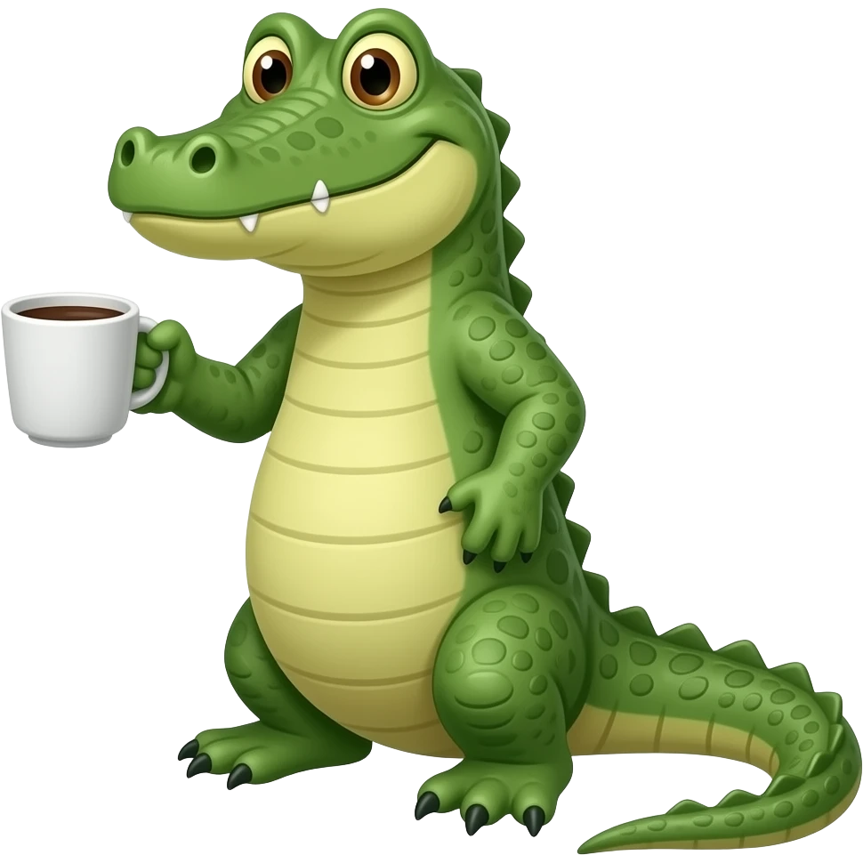 Florida gator drinking coffee with steam emoji