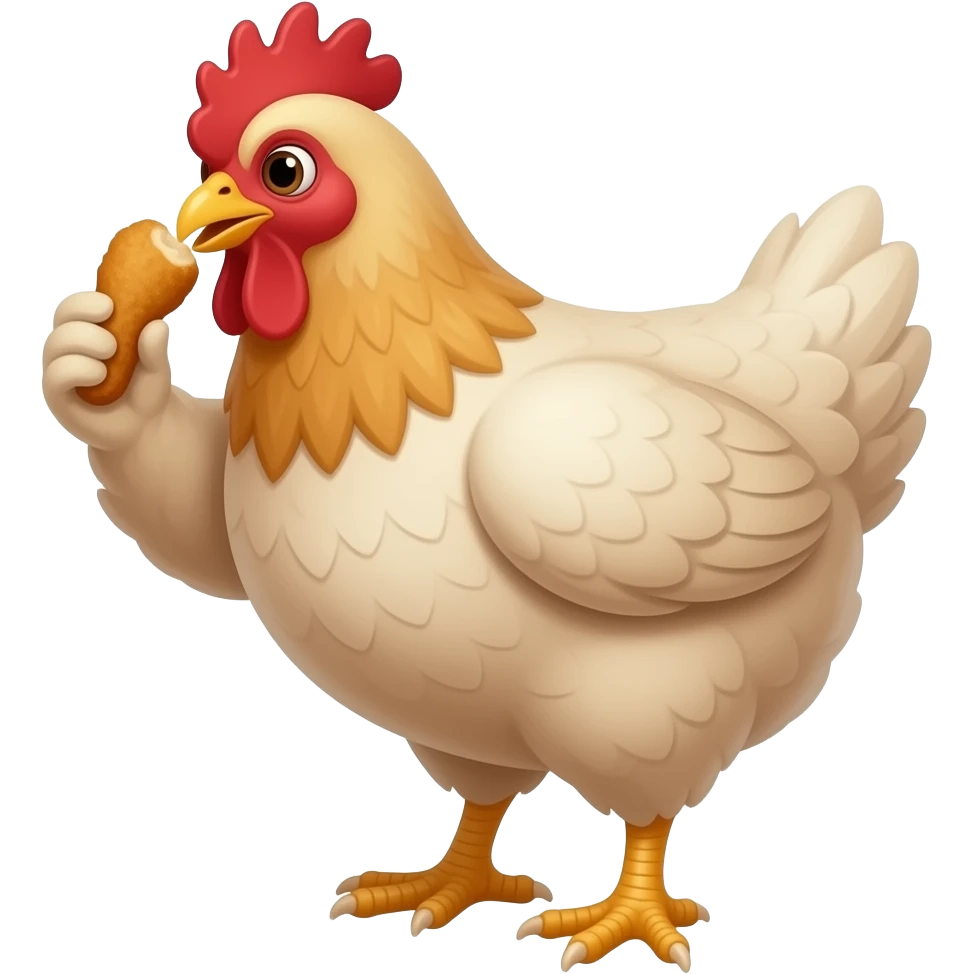 A chicken eating chicken nuggets emoji