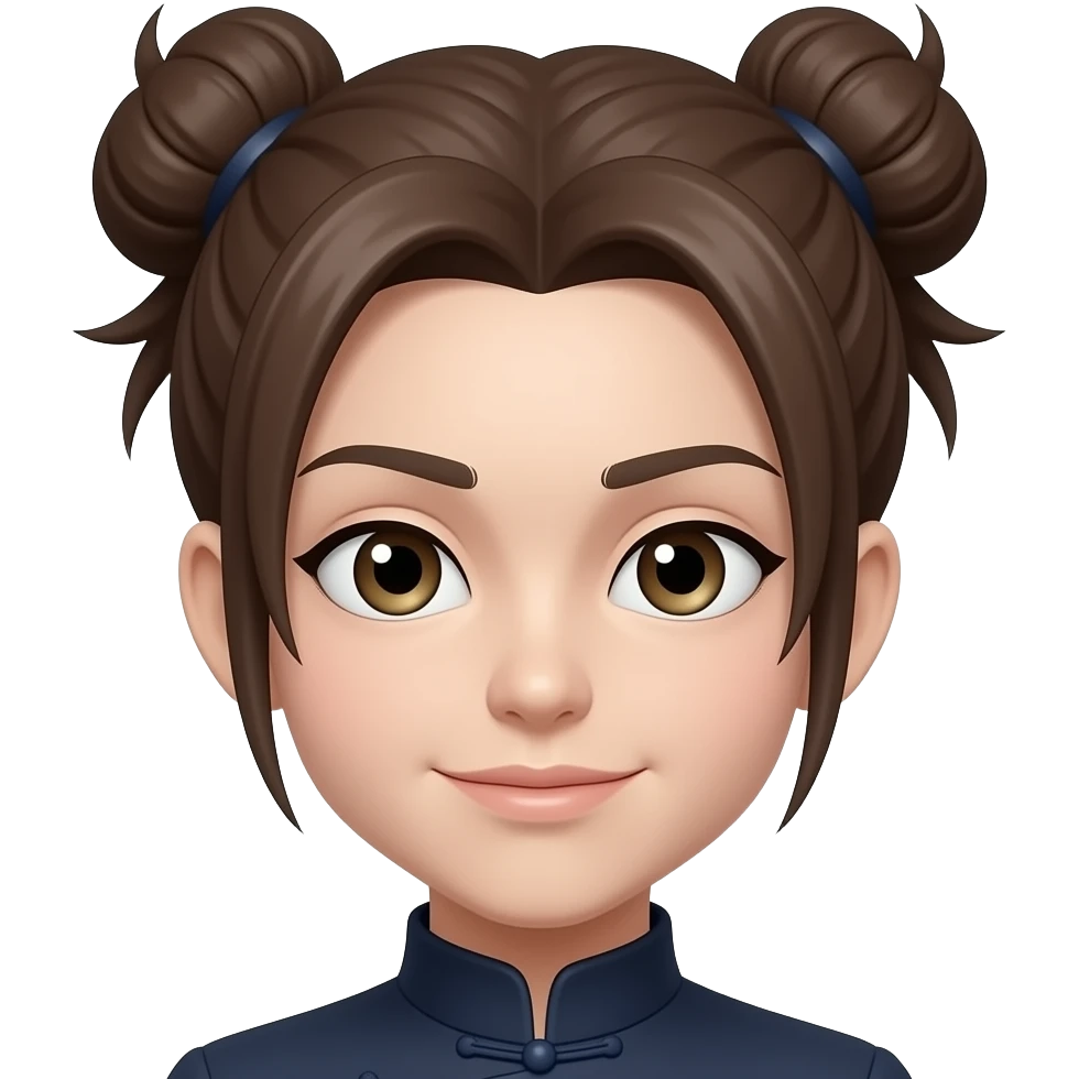 Brown haired with two hair buns CHOSO from jjk emoji