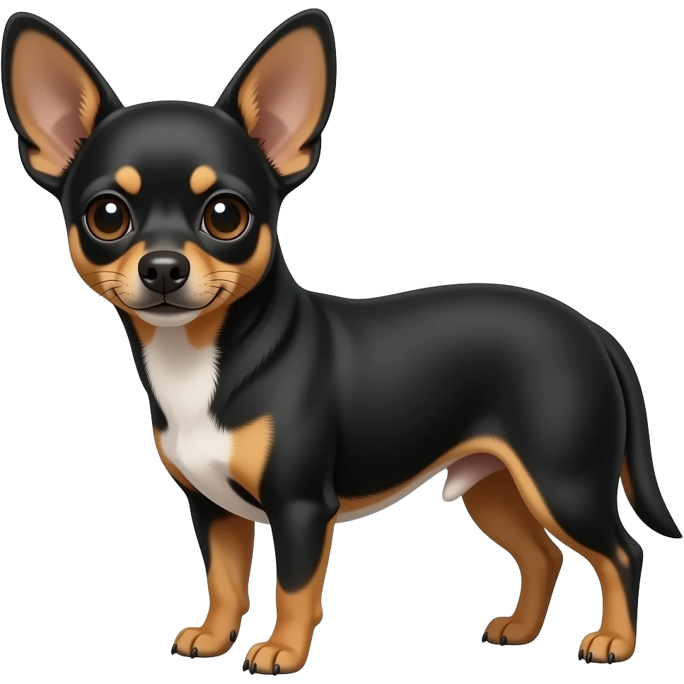 Girl Black and brown no white chiweenie pointy ears emoji