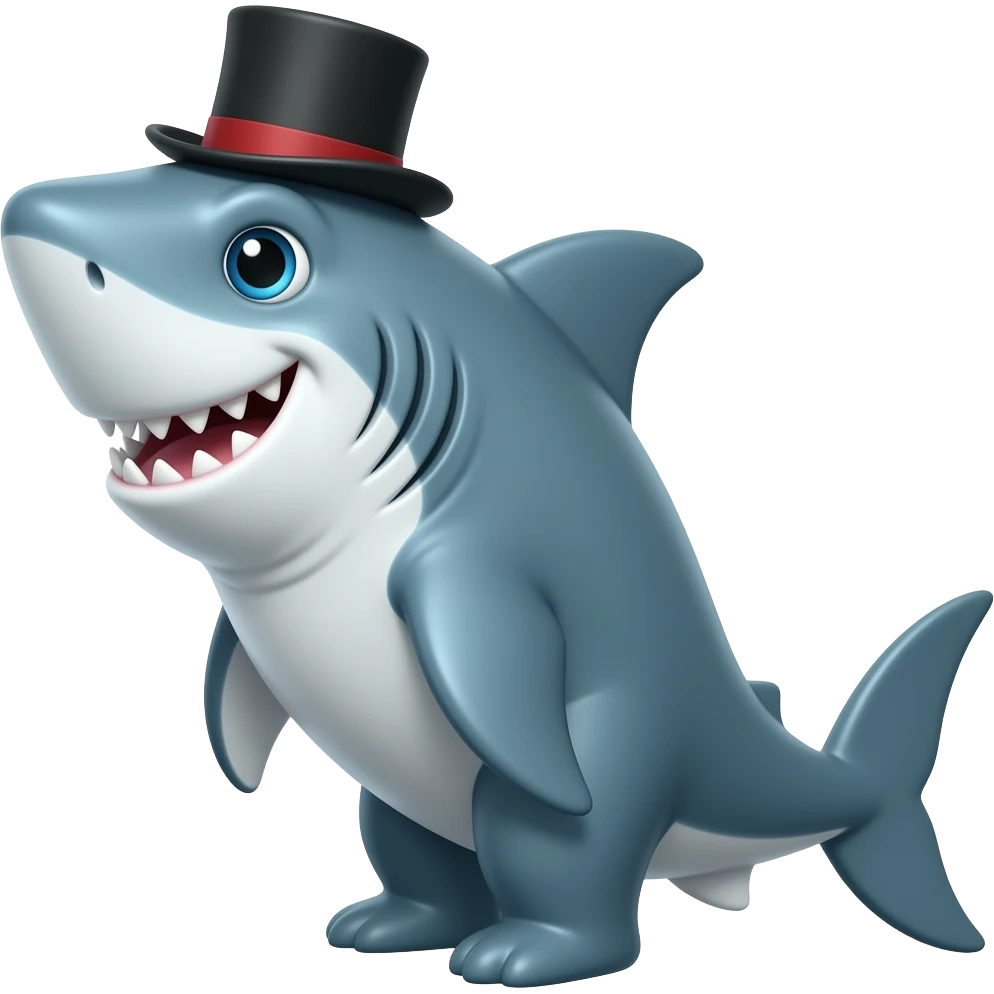 Shark with a top hat emoji